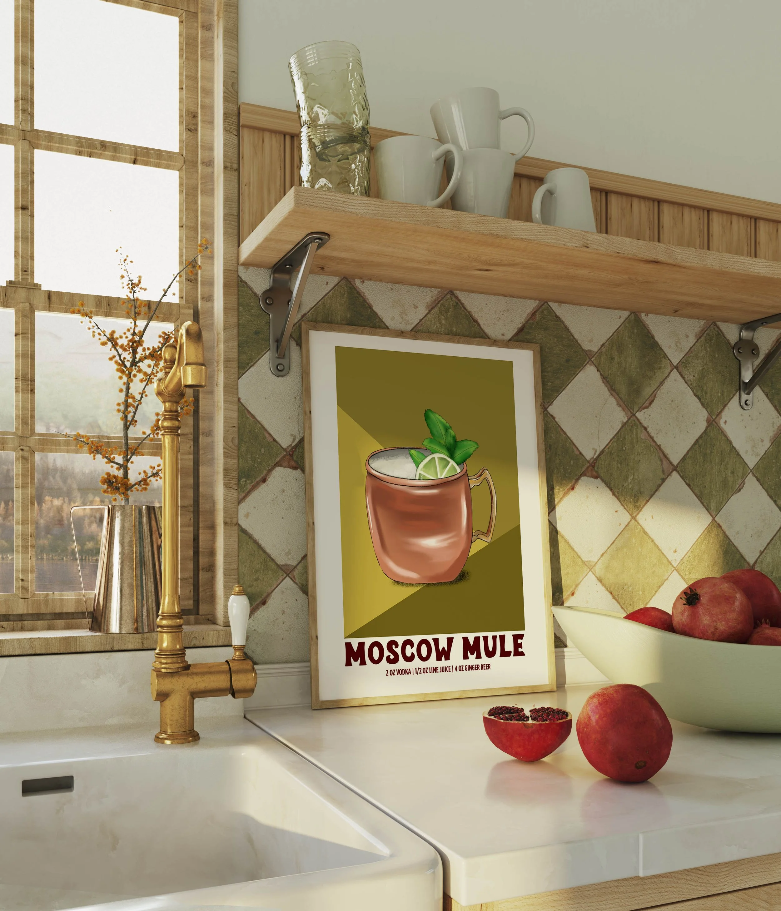 Moscow Mule Cocktail Poster — Denim and Ink